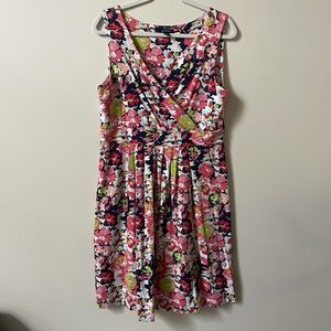 Lands End Fit and Flare Knee Length Sleeveless Dress, Size L 14/16